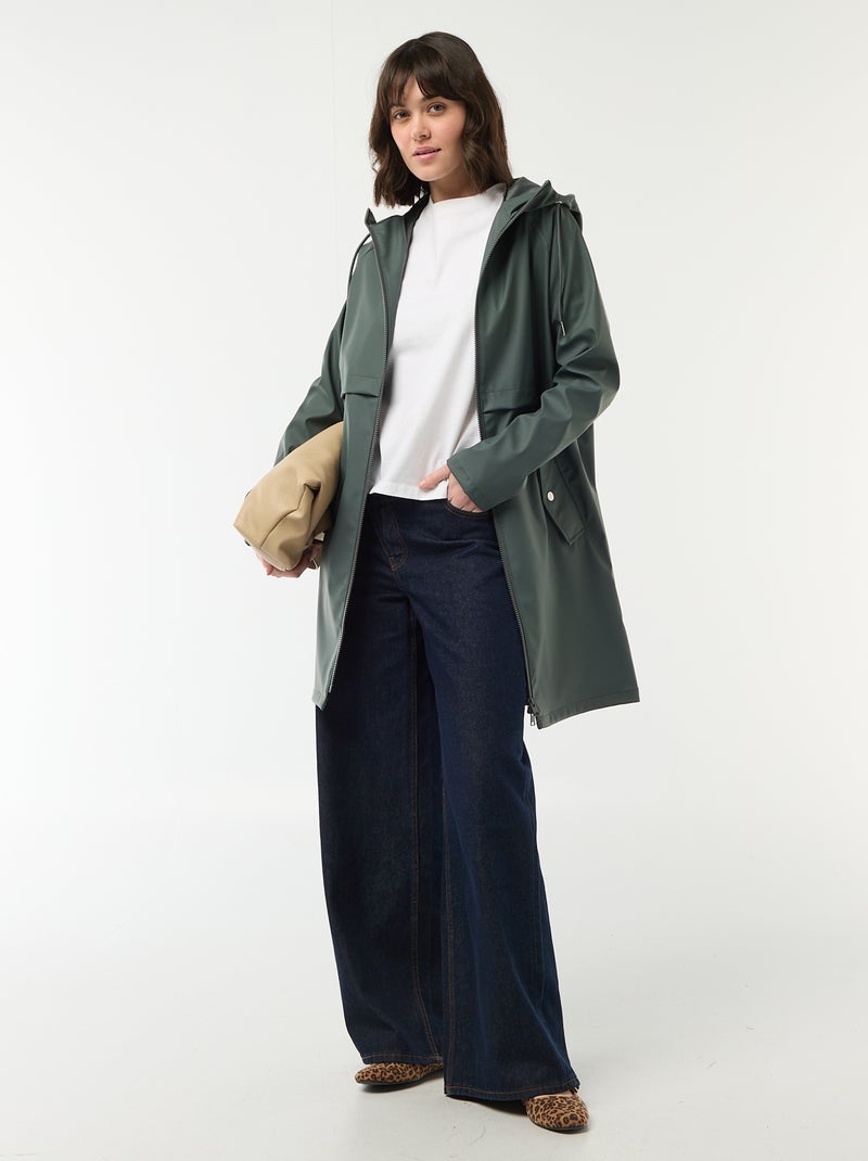 Gummy parka met capuchon Kaki - Kiabi