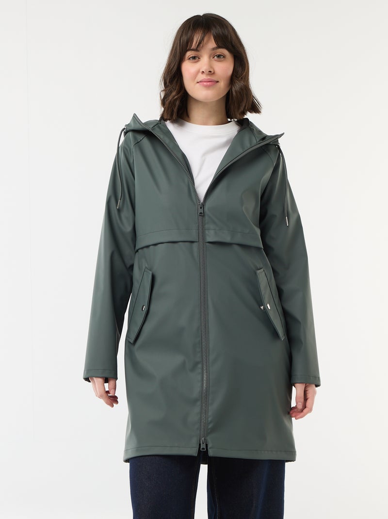 Gummy parka met capuchon Kaki - Kiabi
