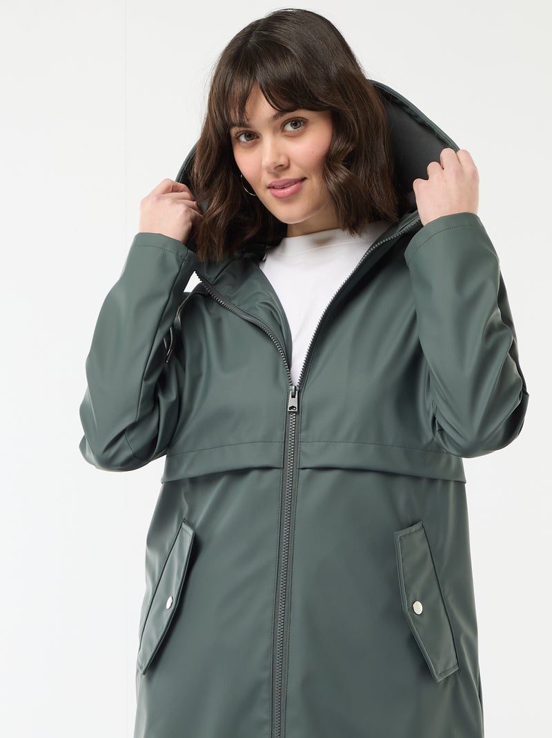 Gummy parka met capuchon Kaki - Kiabi