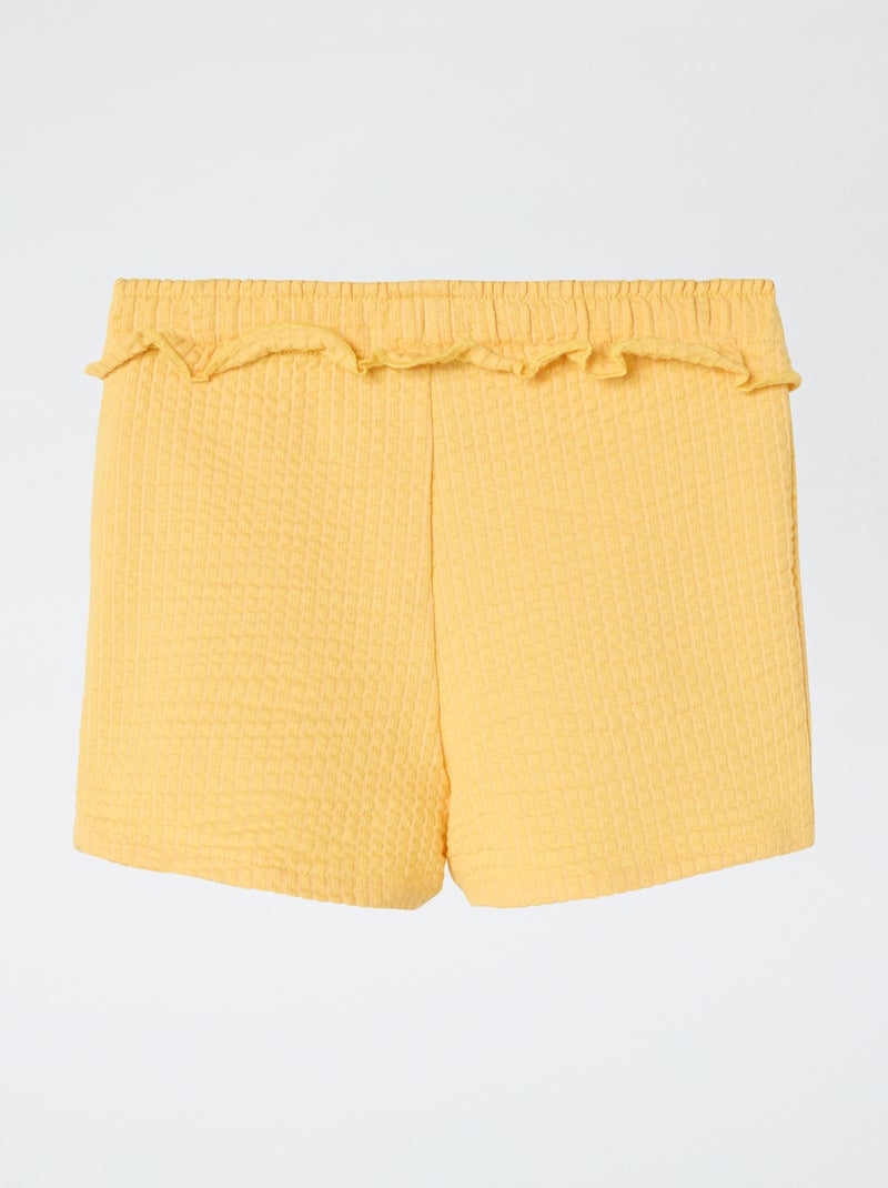 'Guppy'-short van tricot met wafeltextuur GEEL - Kiabi