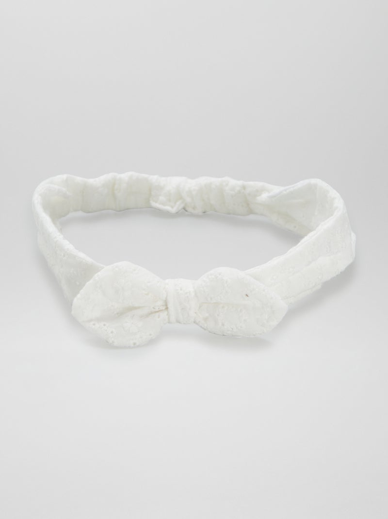 Haarband in broderie anglaise WIT - Kiabi