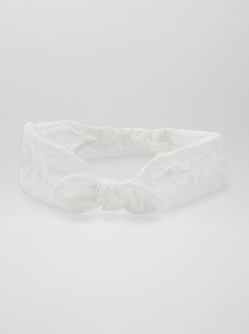 Haarband met broderie anglaise WIT - Kiabi