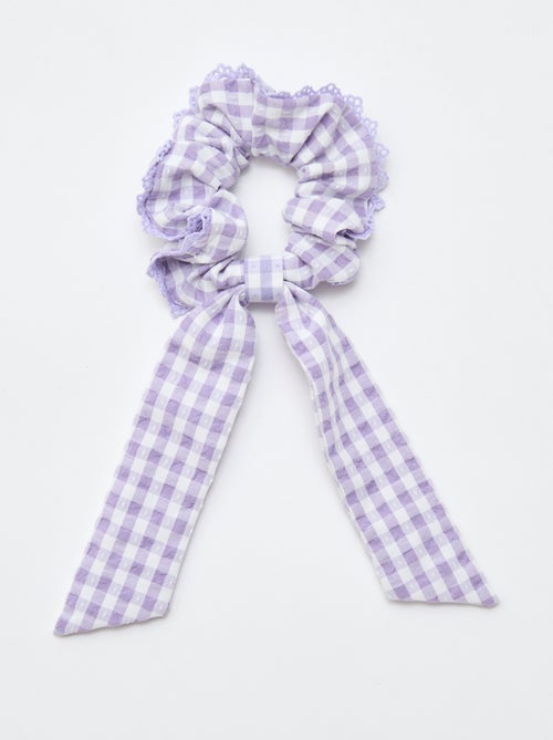 Haarscrunchie met vichyruitjes en lange strik - Kiabi