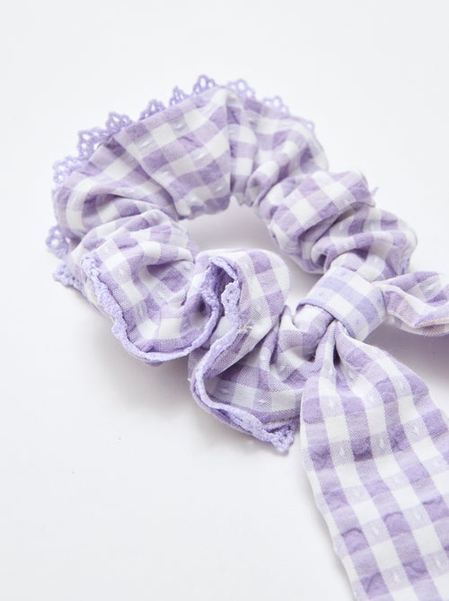 Haarscrunchie met vichyruitjes en lange strik - Kiabi