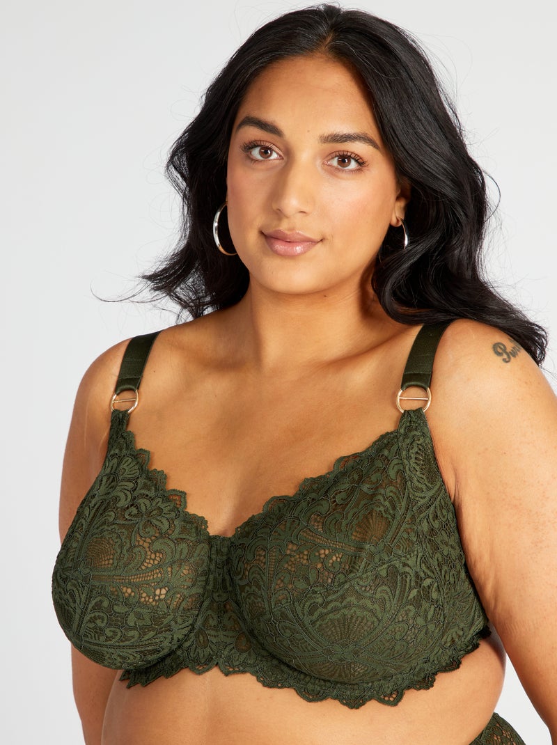 Half-cup beha van kant GROEN - Kiabi