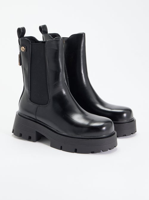 Halfhoge boots van imitatieleer - Kiabi