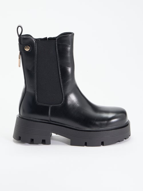 Halfhoge boots van imitatieleer - Kiabi
