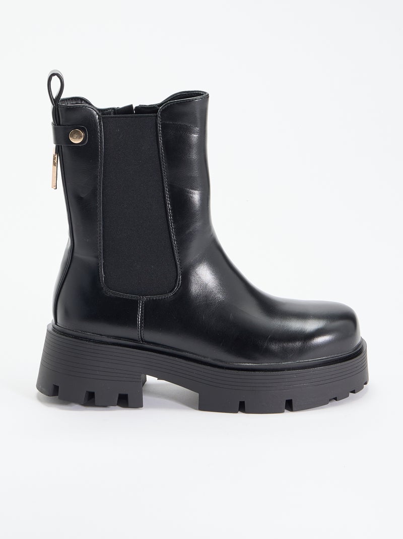 Halfhoge boots van imitatieleer Zwart - Kiabi