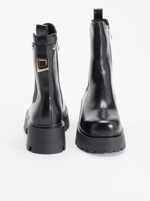 Halfhoge boots van imitatieleer - Kiabi