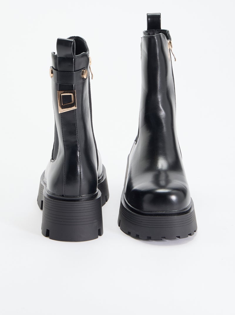 Halfhoge boots van imitatieleer Zwart - Kiabi
