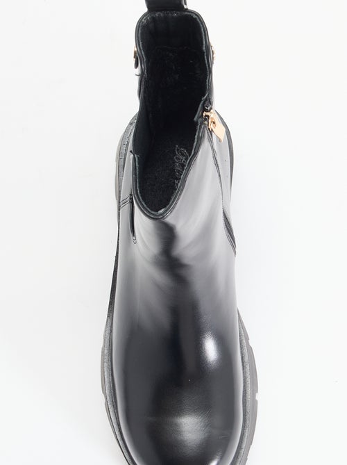 Halfhoge boots van imitatieleer - Kiabi