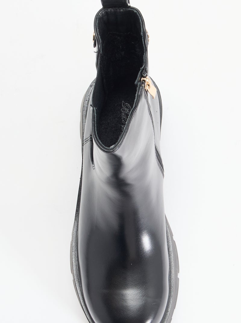 Halfhoge boots van imitatieleer Zwart - Kiabi
