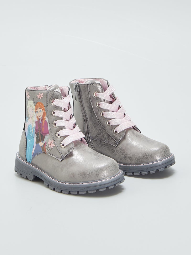 Halfhoge veterlaarsjes 'Frozen' GRIJS - Kiabi