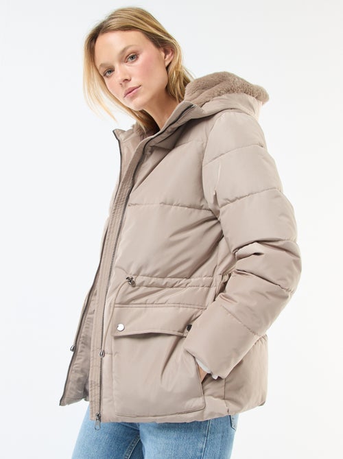 Halflang, gewatteerd donsjack met capuchon - Kiabi