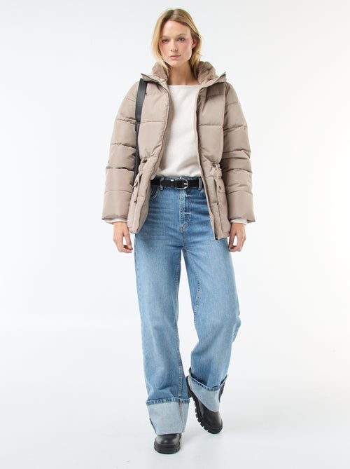 Halflang, gewatteerd donsjack met capuchon - Kiabi