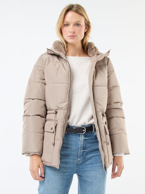 Halflang, gewatteerd donsjack met capuchon - Kiabi