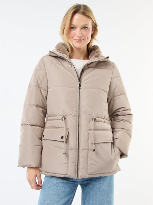 Halflang, gewatteerd donsjack met capuchon - Kiabi