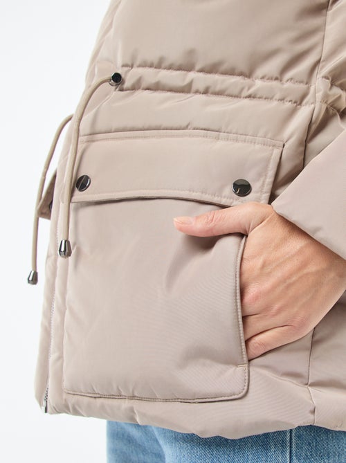 Halflang, gewatteerd donsjack met capuchon - Kiabi