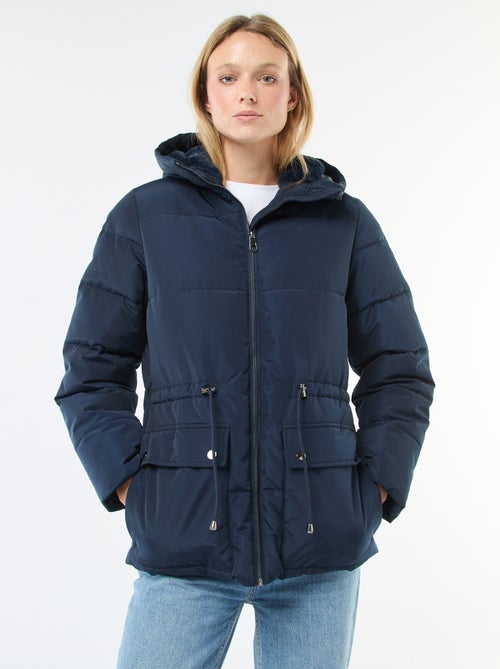 Halflang, gewatteerd donsjack met capuchon - Kiabi