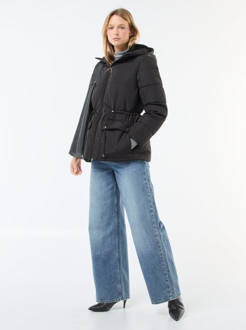 Halflang, gewatteerd donsjack met capuchon - Kiabi