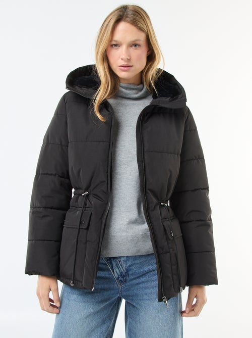 Halflang, gewatteerd donsjack met capuchon - Kiabi