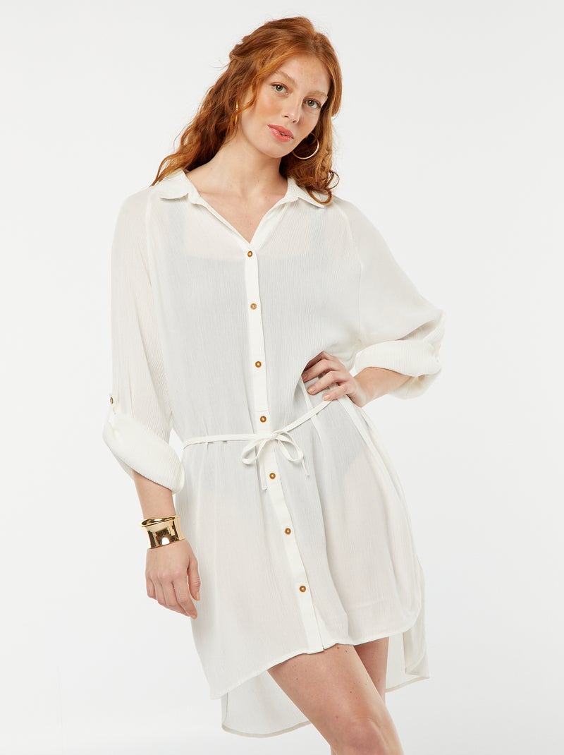 Halflang strandhemd WIT - Kiabi