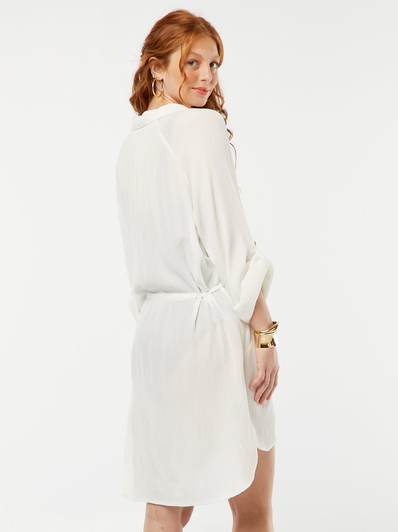 Halflang strandhemd WIT - Kiabi