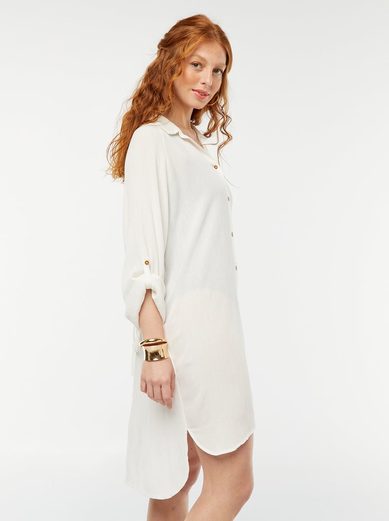 Halflang strandhemd WIT - Kiabi