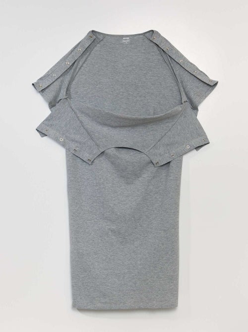 Halflang T-shirt met drukknopen op de schouders - So Easy - Kiabi