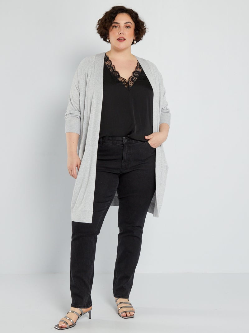 Halflang vest van tricot GRIJS - Kiabi