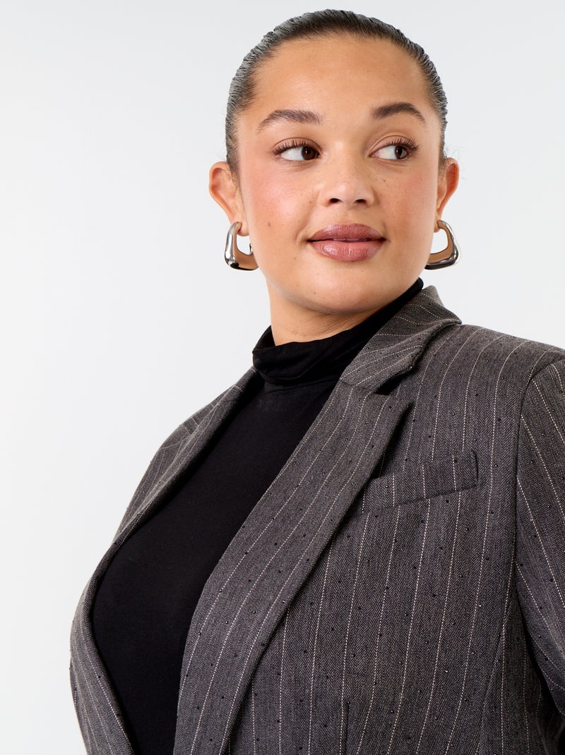 Halflange blazer met strass Grijs - Kiabi