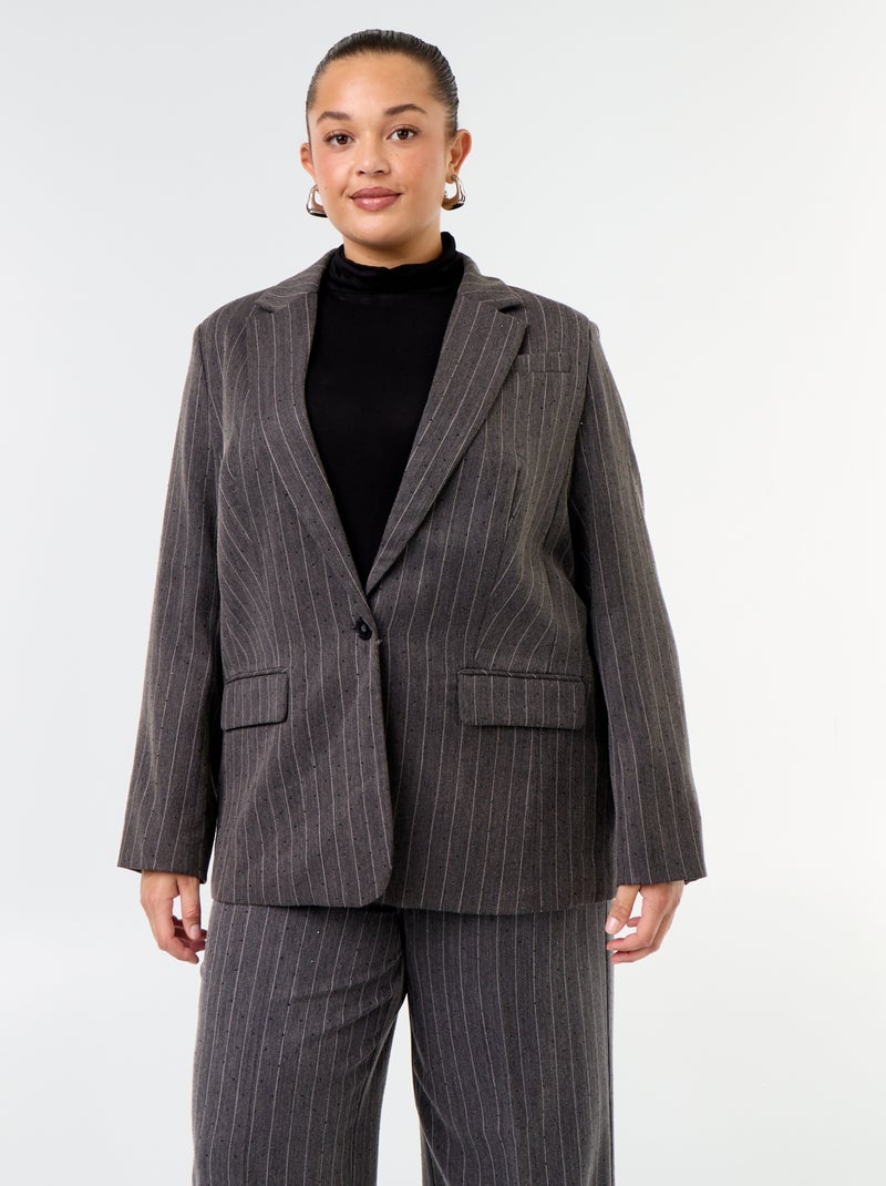 Halflange blazer met strass Grijs - Kiabi