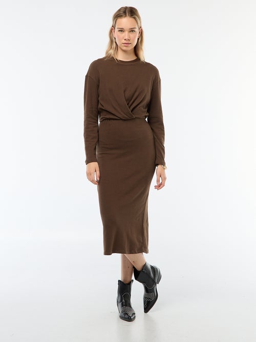 Halflange, effen jurk met lange mouw - Kiabi