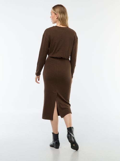 Halflange, effen jurk met lange mouw - Kiabi