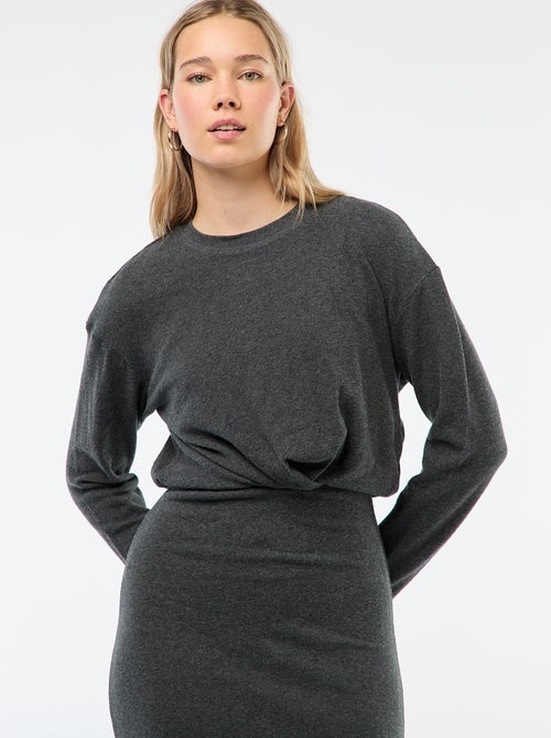 Halflange, effen jurk met lange mouw - Kiabi