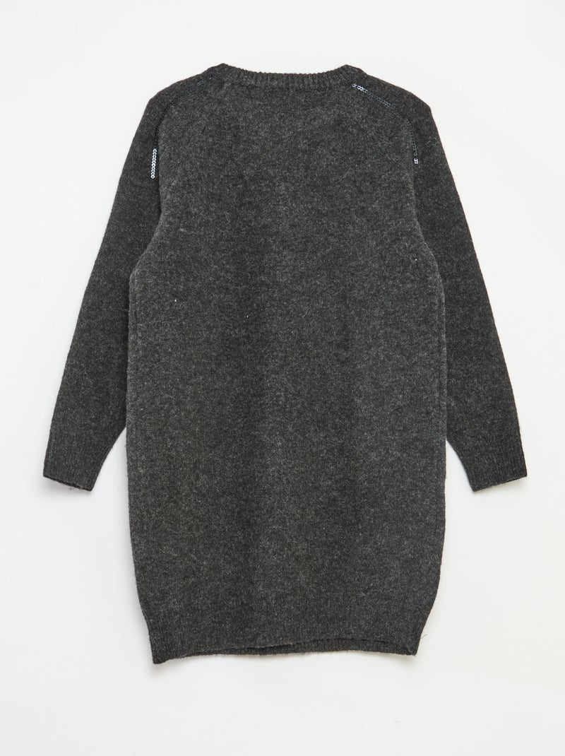 Ebifin Gebreide jurk voor dames, ronde hals, gebreide jurk, elegante tuniek, pulloverjurk, winterjurk, sweater, A-lijn, mini-jurk., wijnrood, L Ebifin Gebreide jurk voor dames, ronde hals, gebreide jurk, elegante tuniek, pulloverjurk, winterjurk, sweater, A-lijn, mini-jurk., wijnrood, L
