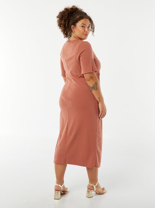 Halflange, gedrapeerde, effen jurk - Kiabi