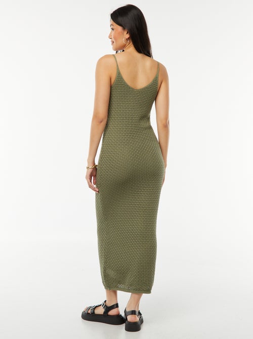 Halflange gehaakte jurk met bandjes - Kiabi