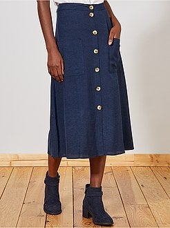 Damesmode maat 34-48 - Halflange geknoopte rok met het effect van linnen - Kiabi