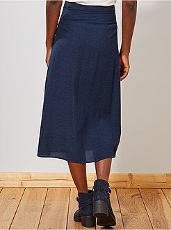 Damesmode maat 34-48 - Halflange geknoopte rok met het effect van linnen - Kiabi