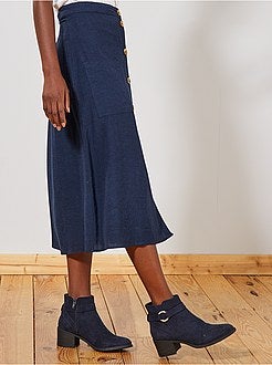 Damesmode maat 34-48 - Halflange geknoopte rok met het effect van linnen - Kiabi