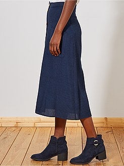 Damesmode maat 34-48 - Halflange geknoopte rok met het effect van linnen - Kiabi