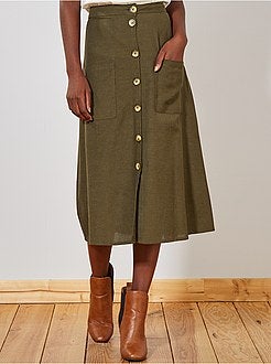 Damesmode maat 34-48 - Halflange geknoopte rok met het effect van linnen - Kiabi