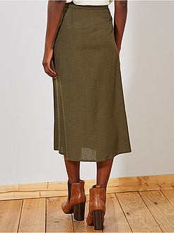 Damesmode maat 34-48 - Halflange geknoopte rok met het effect van linnen - Kiabi