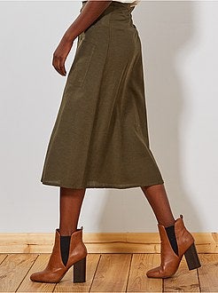 Damesmode maat 34-48 - Halflange geknoopte rok met het effect van linnen - Kiabi