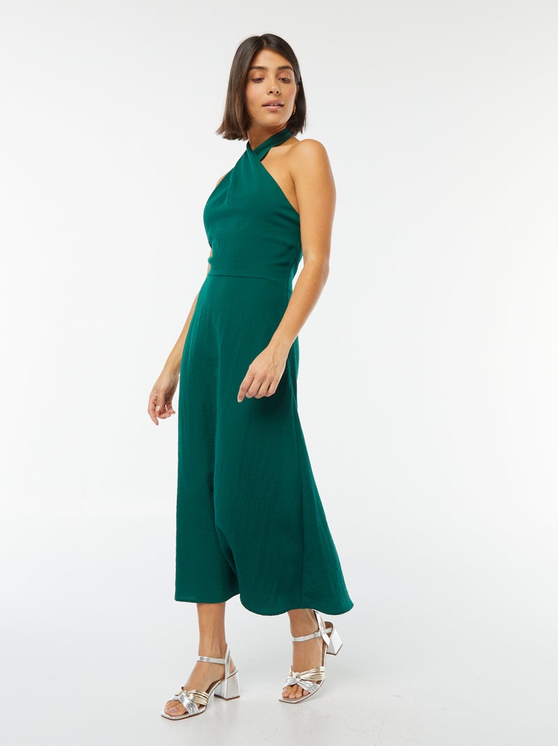 Halflange halterjurk met blote rug GROEN - Kiabi