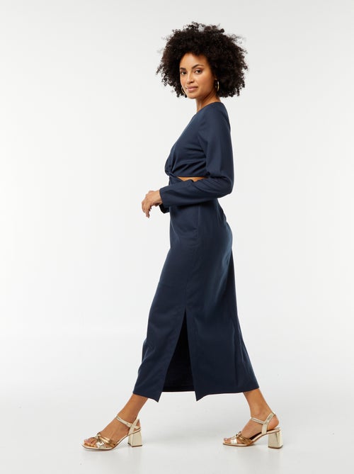 Halflange jurk met gedraaid effect - Kiabi