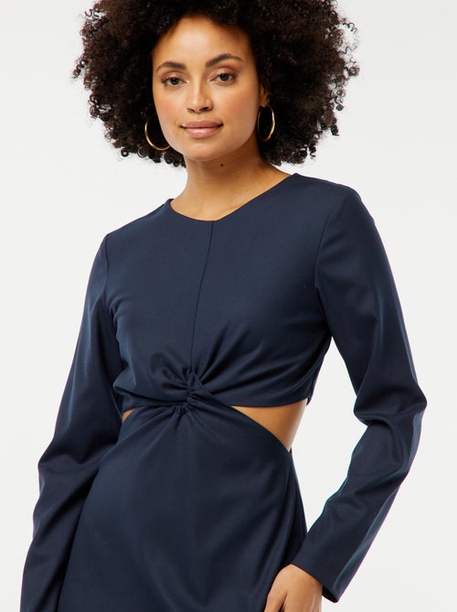 Halflange jurk met gedraaid effect - Kiabi