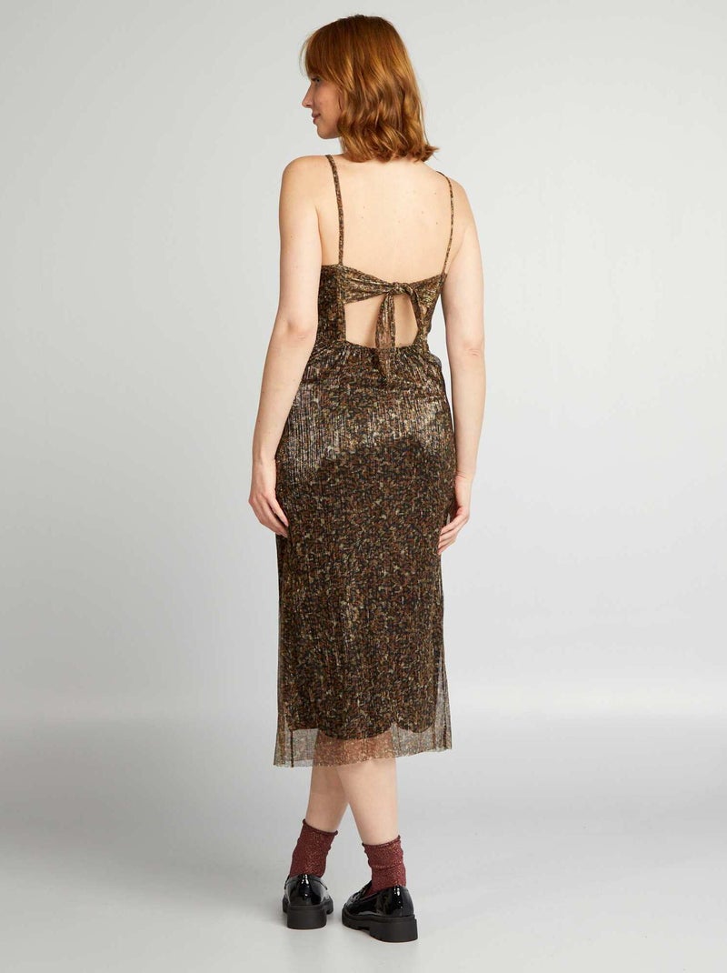 Glanzende top met smalle bandjes - ZWART - - 16.00