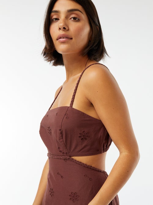 Halflange jurk met opengewerkt detail aan weerszijden - Kiabi